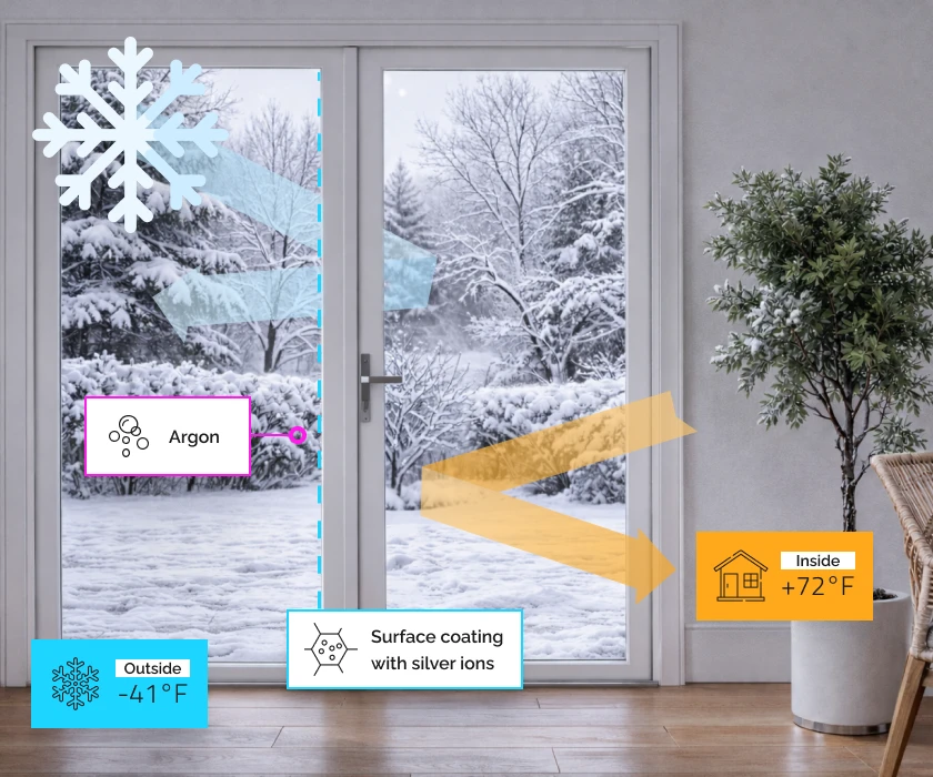 French patio door in winter — DiVetro
