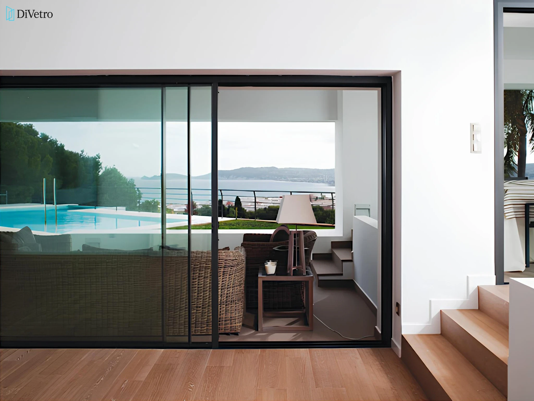 CorVision sliding door system in anthracite black finish on a contemporary home facade
