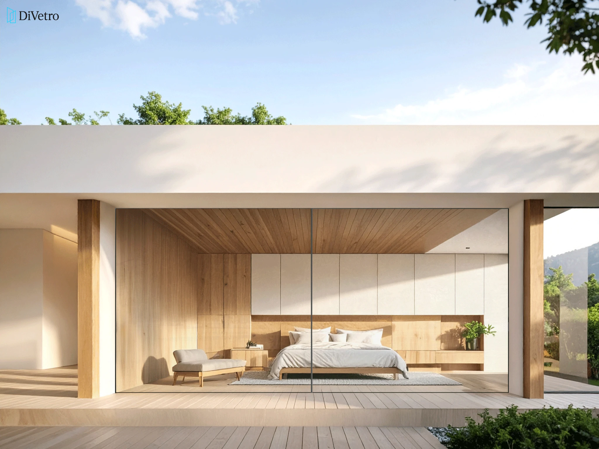 CorVision minimal door with brushed stainless hardware on a high-end residential property