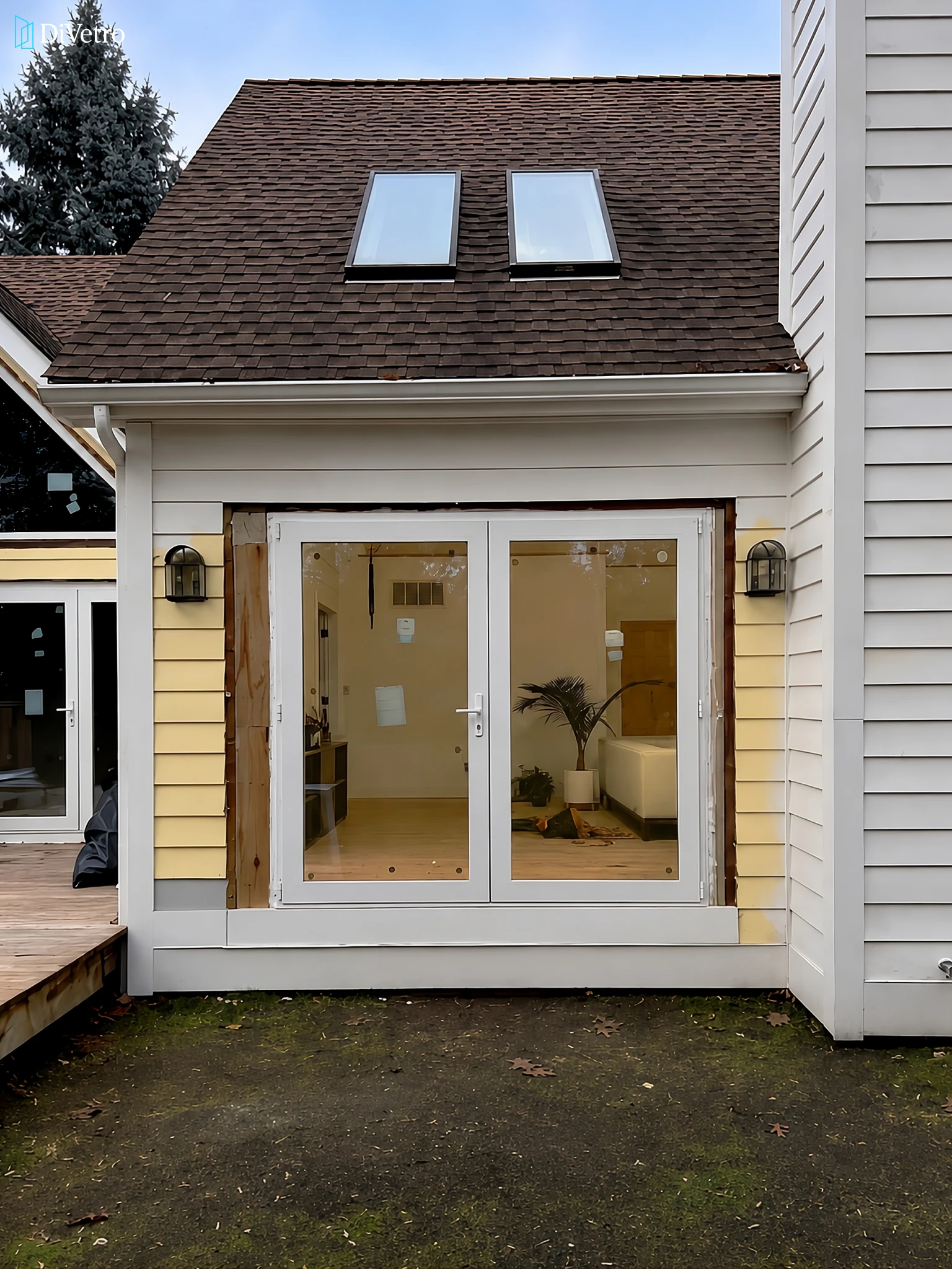 Custom French door with divided lite glass on a traditional residential property