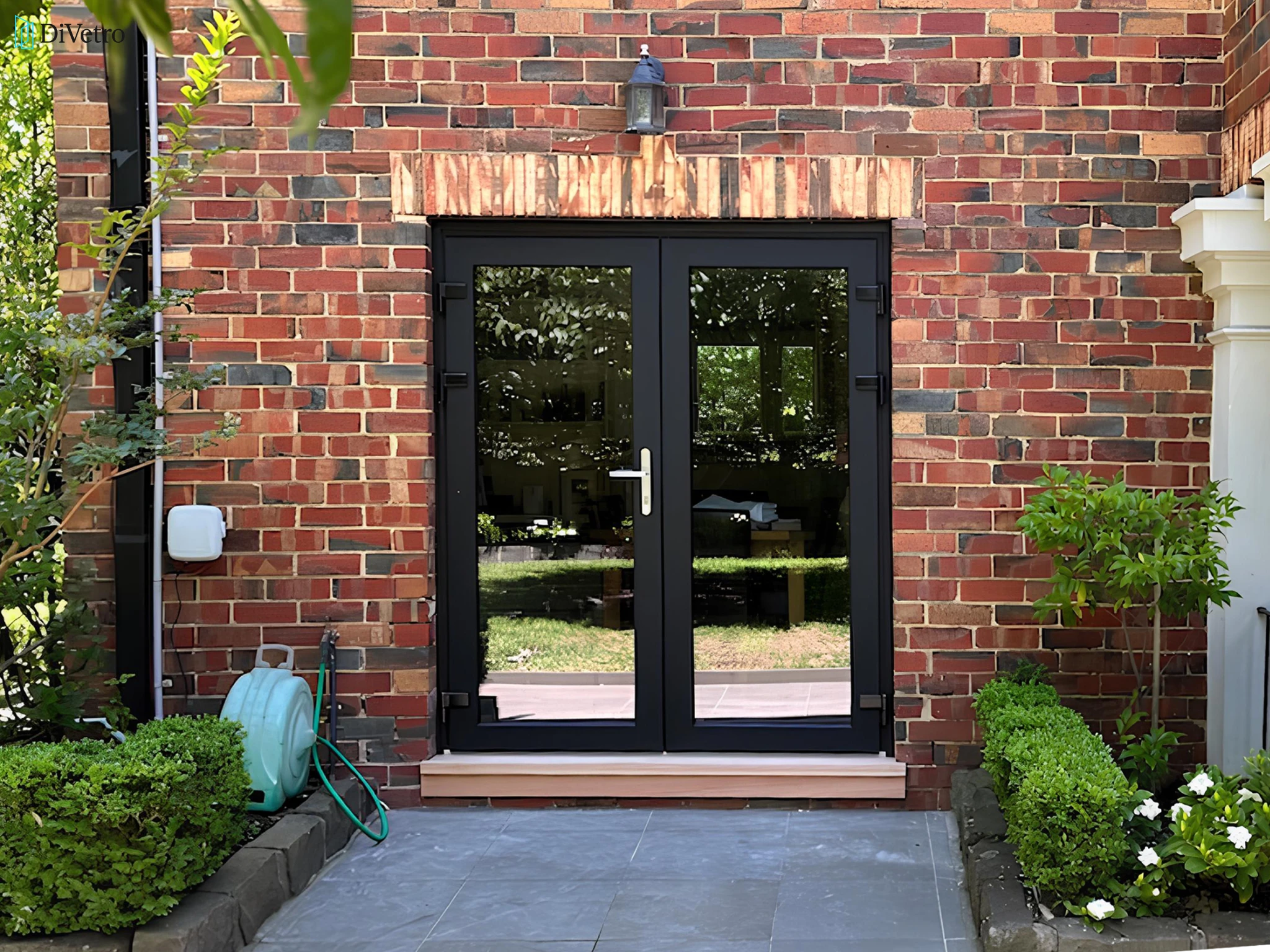 French door with full-length glass panels installed at a classic home — real project DiVetro