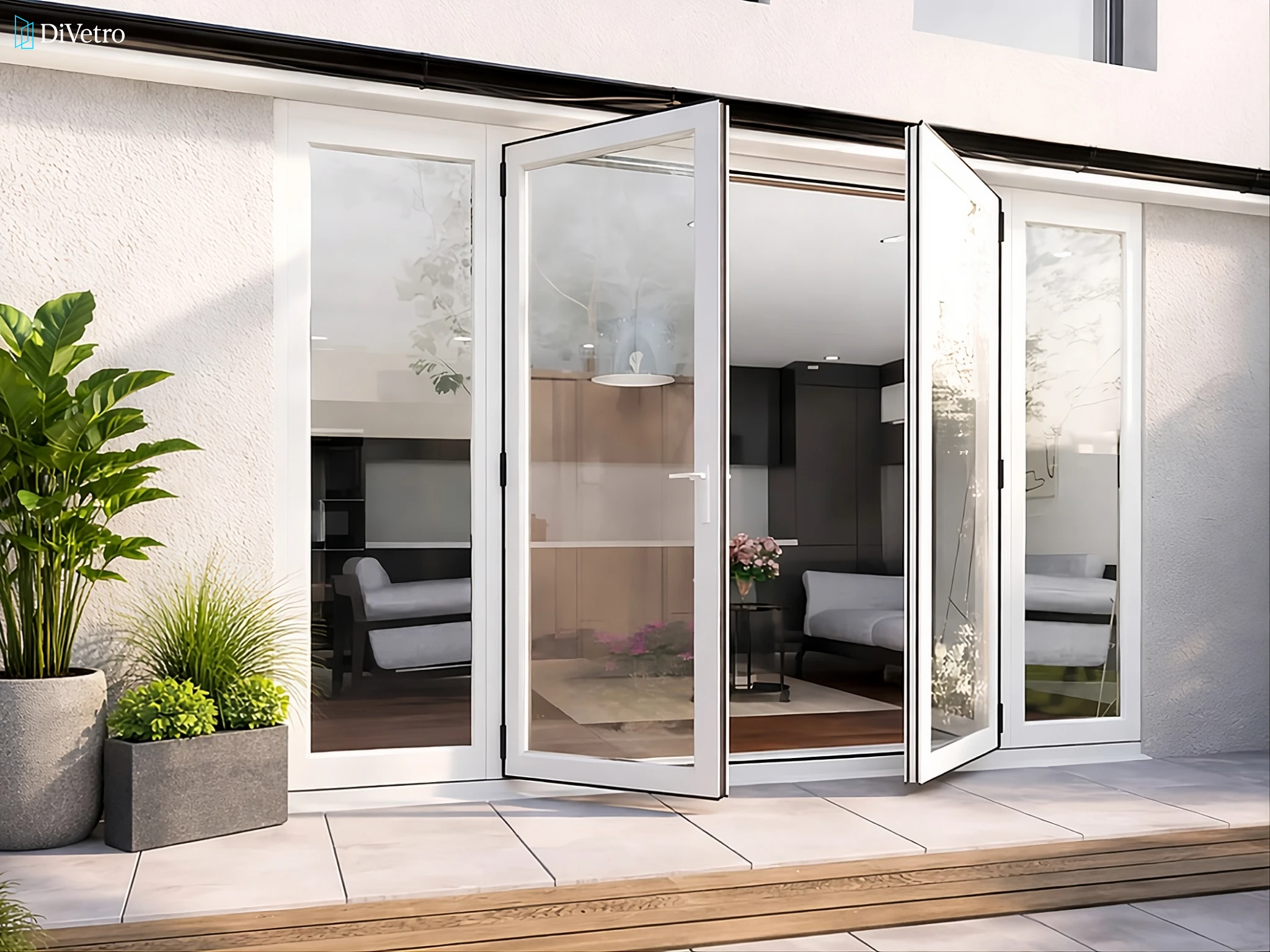 French patio door in anthracite gray aluminum finish on a contemporary home — real project