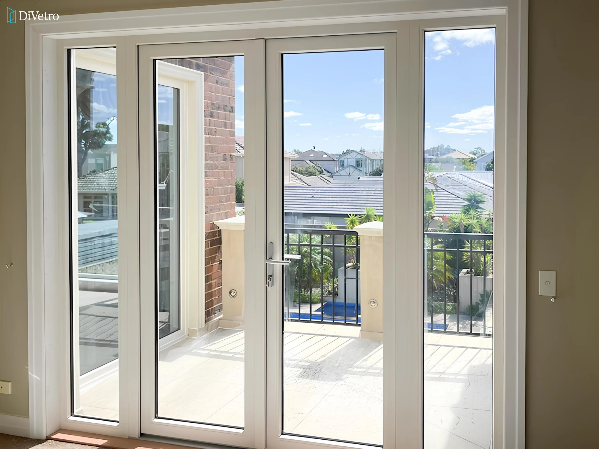 European-style double door with triple glazing on a contemporary home — real project DiVetro