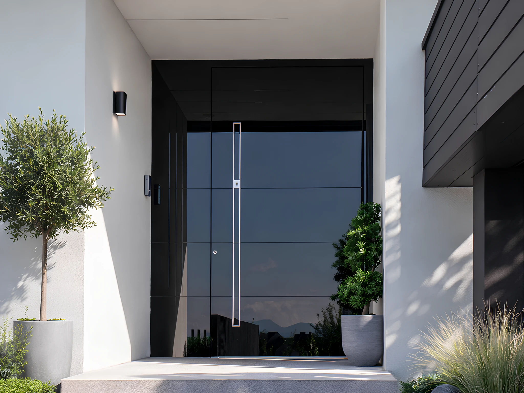 European entry door with three-point locking system installed at a private house
