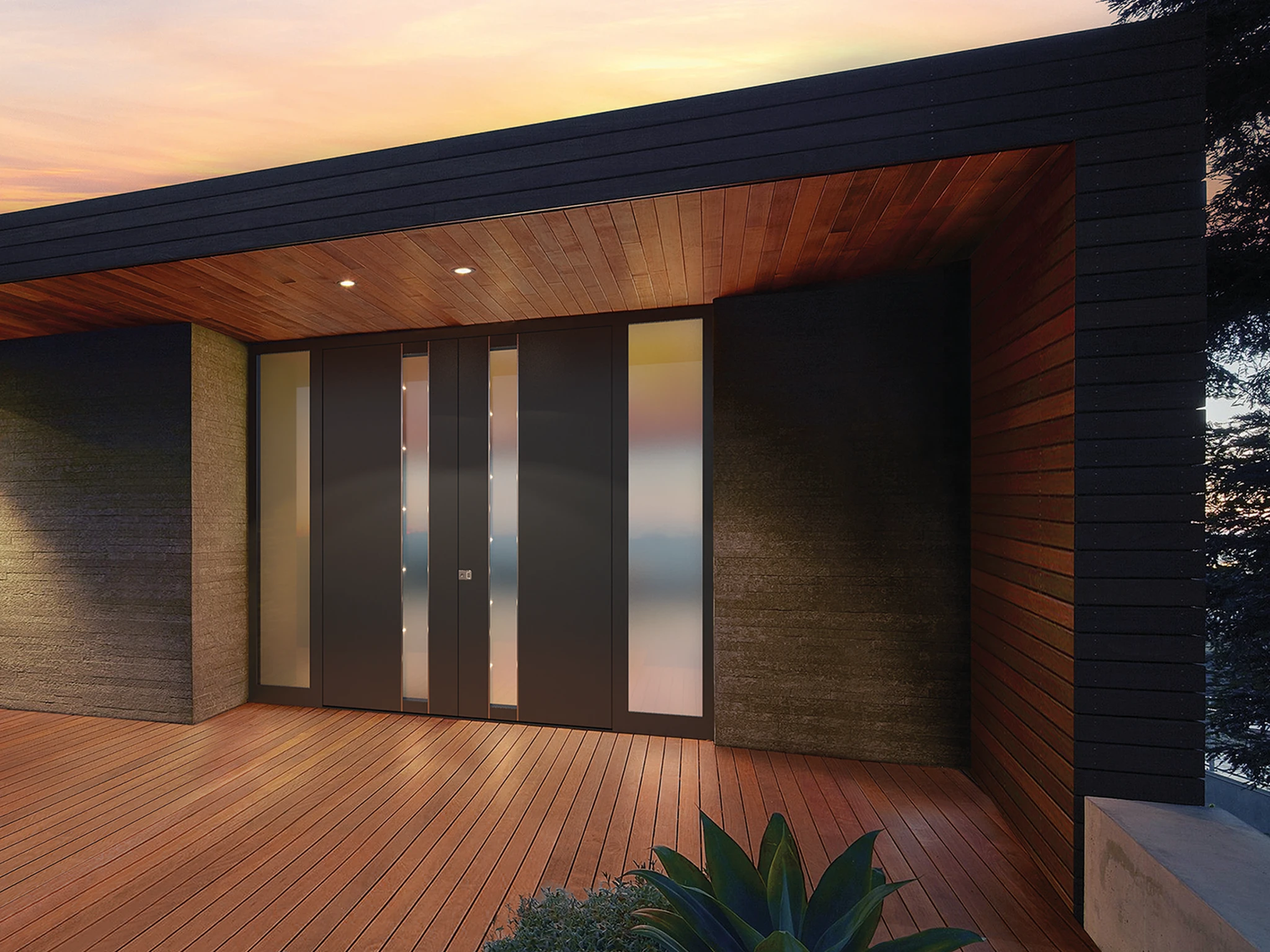 Pirnar Premium front door with SmartLux lighting installed at a private home