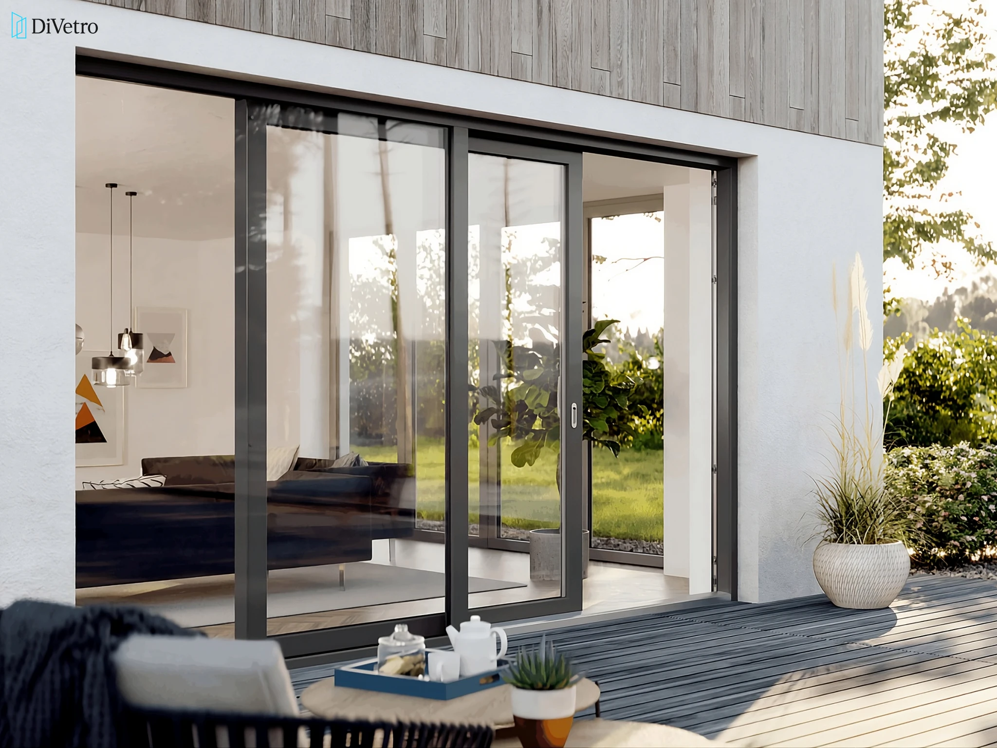 Aluminum sliding patio door installation completed at a private residence — DiVetro
