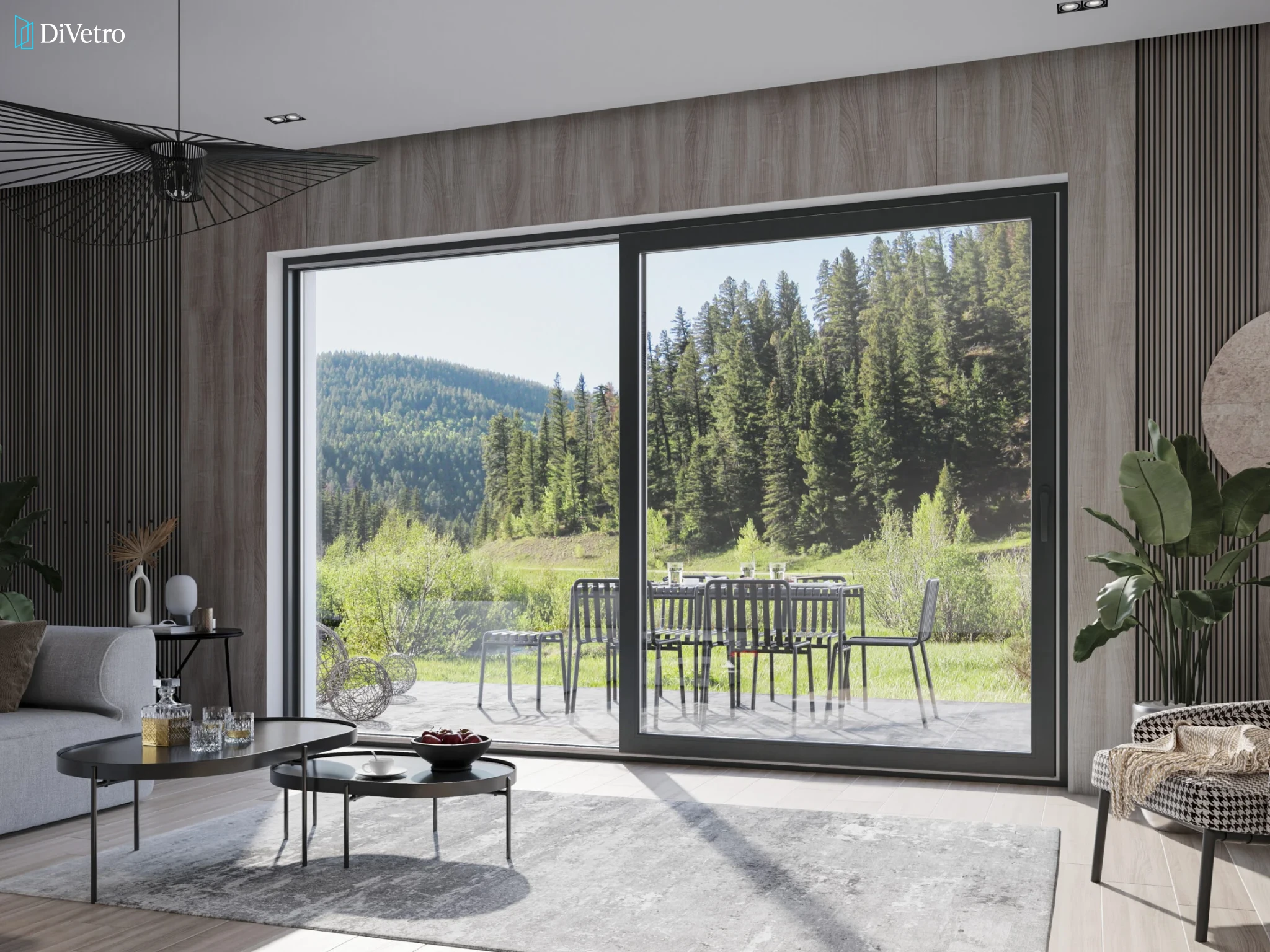 Large format sliding glass door installed at a modern home — real project DiVetro