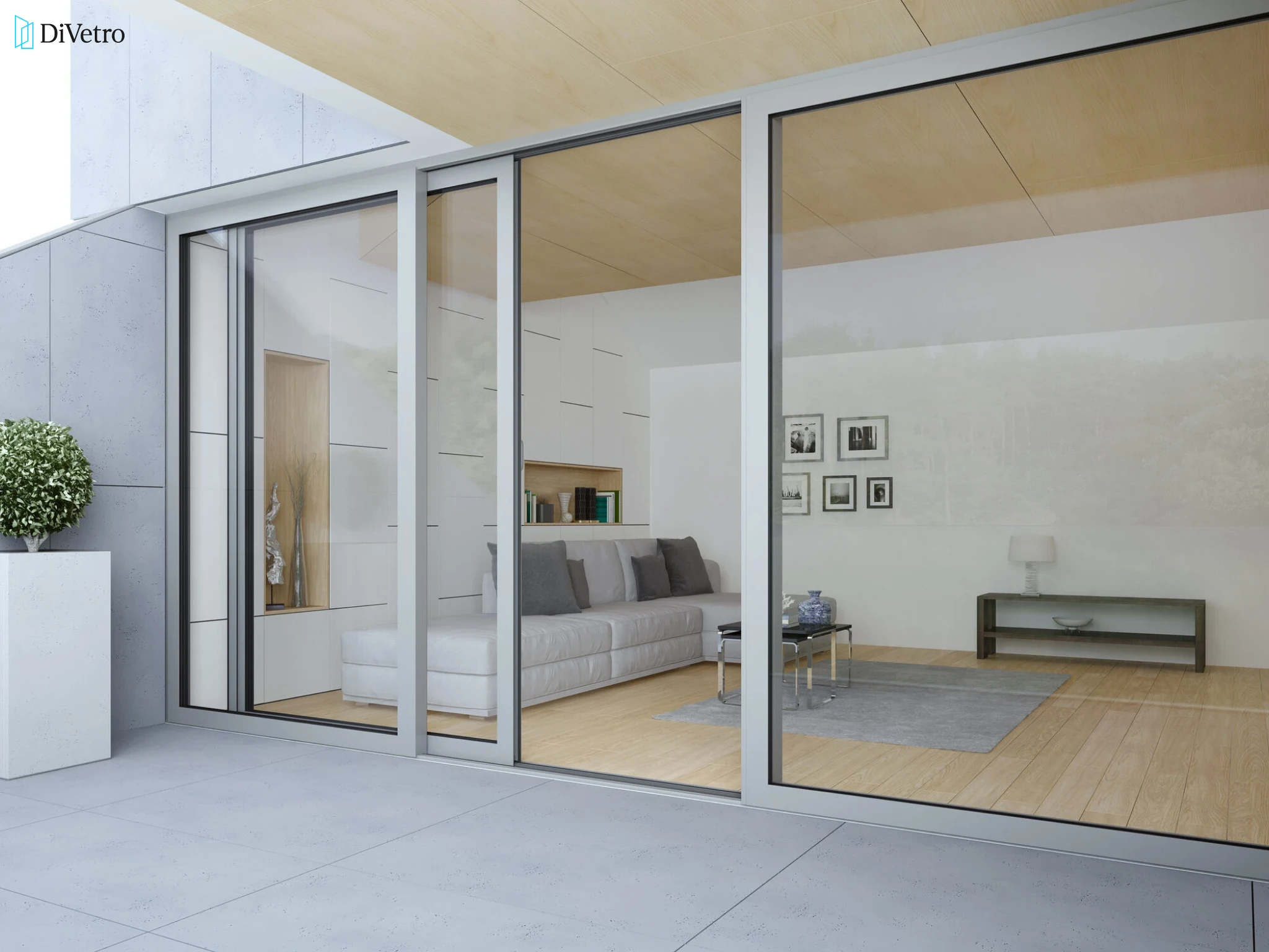 Sliding patio door with black aluminum frame on a contemporary house — real project