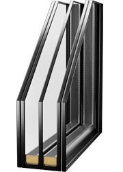 Triple glass pane soundproof cross-section
