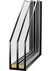 Triple glass pane cross-section